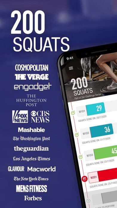 Emulate iPhone app 0-200 Squats Trainer Challenge using MyAndroid