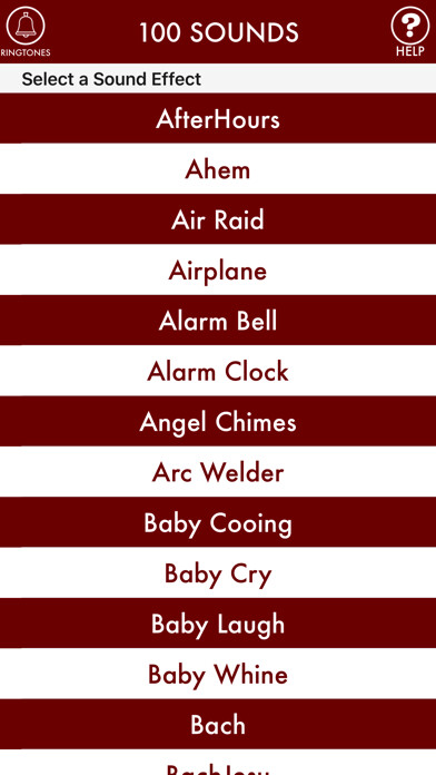 Emulate iPhone app 100sounds + RINGTONES! 100+ Ring Tone Sound FX using MyAndroid