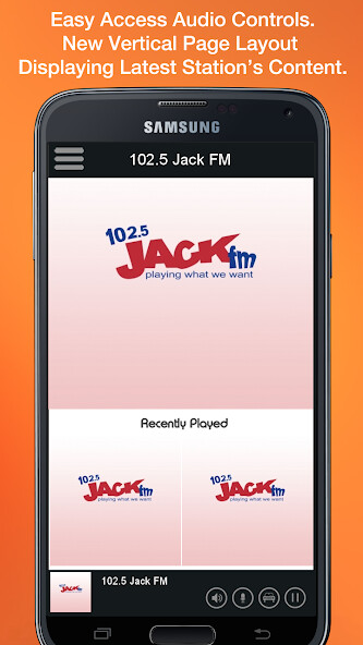 Emulate iPhone app 102.5 Jack FM using MyAndroid