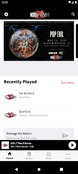 Emulate iPhone app 105.7 The X Rocks using MyAndroid Emulate iPhone app 105.7 The X Rocks using MyAndroid