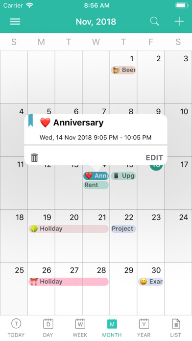 Emulate iPhone app 10Cal - Colourful calendar app using MyAndroid Emulate iPhone app 10Cal - Colourful calendar app using MyAndroid
