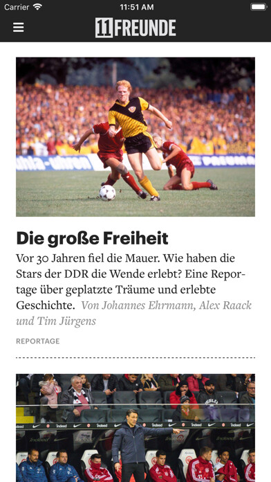 Emulate iPhone app 11FREUNDE News using MyAndroid