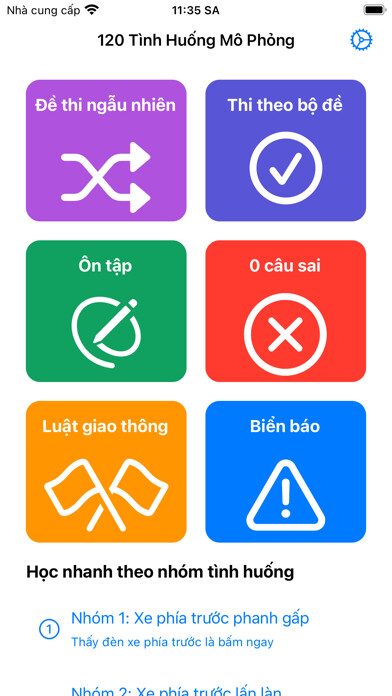 Emulate iPhone app 120 - Câu Hỏi Mô Phỏng GPLX using MyAndroid