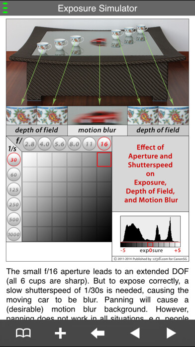 Emulate iPhone app 123di Exposure Simulator using MyAndroid
