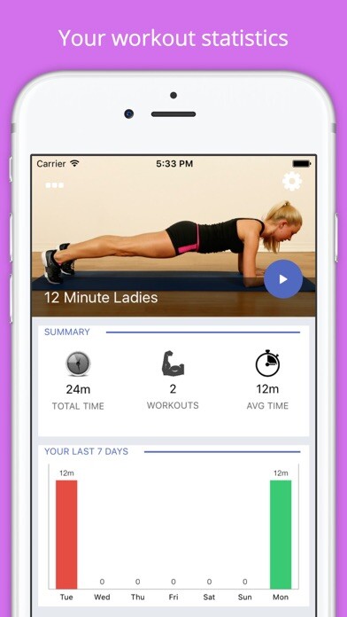 Emulate iPhone app 12 Min Ladies Workout Get Fit using MyAndroid