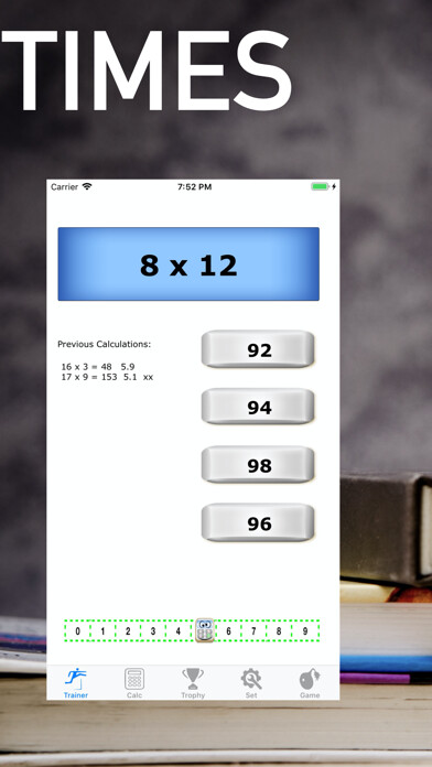 Emulate iPhone app 12x12 times tables using MyAndroid