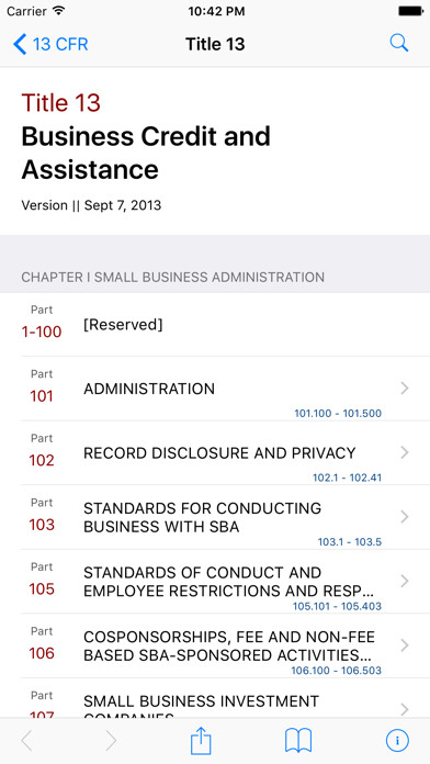 Emulate iPhone app 13 CFR - Business Credit and Assistance (LawStack) using MyAndroid