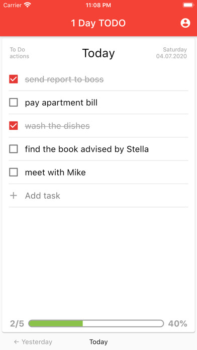 Emulate iPhone app 1 day. Fast simple to-do list using MyAndroid