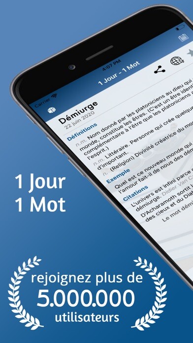 Emulate iPhone app 1 Jour 1 Mot - définition using MyAndroid