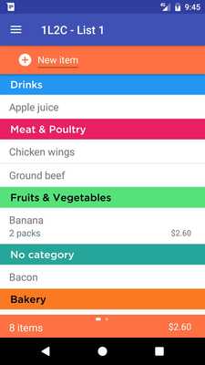 Emulate Android APK 1L2C - Grocery List