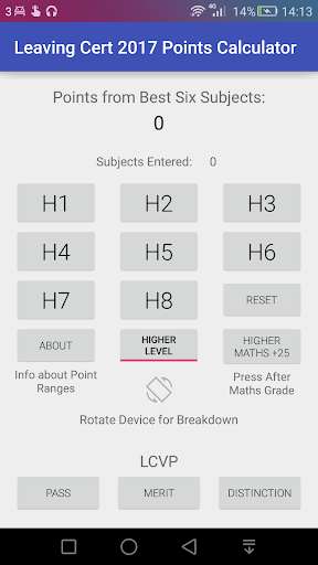 Emulate Android APK 2017 Leaving Cert Points Calc.
