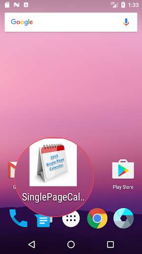 Run android online APK 2018 Single Page Calendar from MyAndroid or emulate 2018 Single Page Calendar using MyAndroid