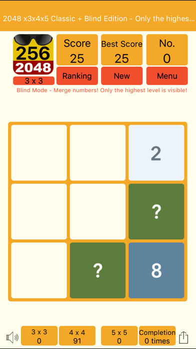 Emulate iPhone app 2048 3x3 4x4 5x5 + Blind using MyAndroid