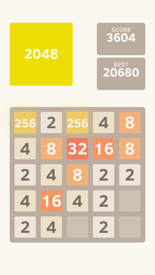 Emulate iPhone app 2048 5x5 Classic Edition using MyAndroid