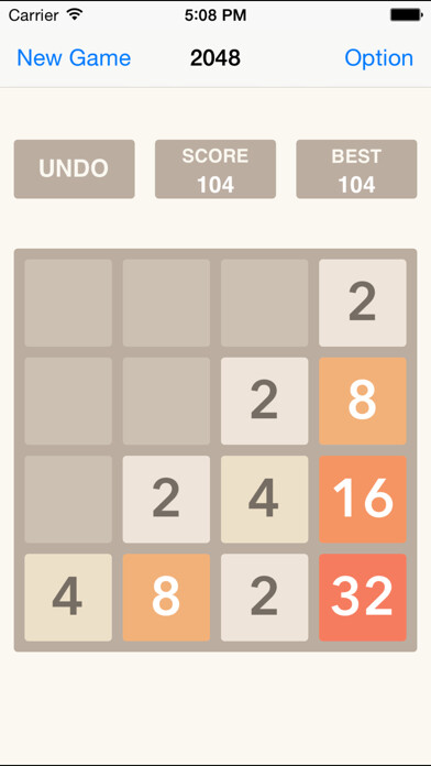 Emulate iPhone app 2048 UNDO Plus using MyAndroid