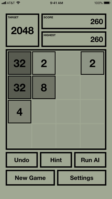 Emulate iPhone app 2048X AI - 2048 with AI solver using MyAndroid