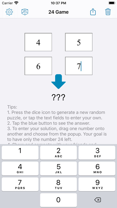 Emulate iPhone app 24 Game Solver using MyAndroid