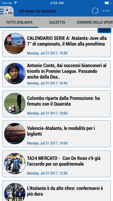 Emulate iPhone app 24h News for Atalanta using MyAndroid