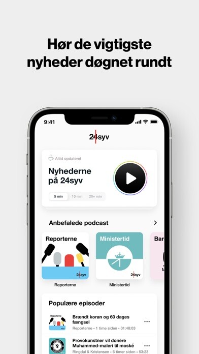 Emulate iPhone app 24syv: Dine nyheder & podcast using MyAndroid