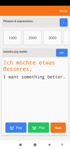 Run android online APK 25000 German phrases and expressions from MyAndroid or emulate 25000 German phrases and expressions using MyAndroid