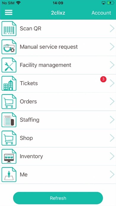 Emulate iPhone app 2Clixz Business using MyAndroid