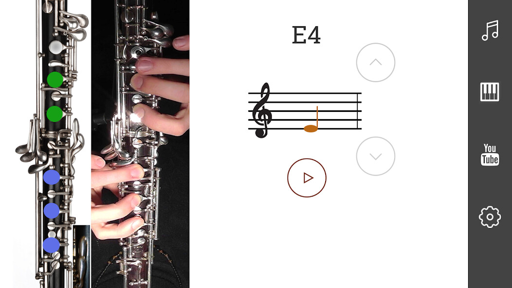 Emulate iPhone app 2D Oboe Fingering Chart using MyAndroid