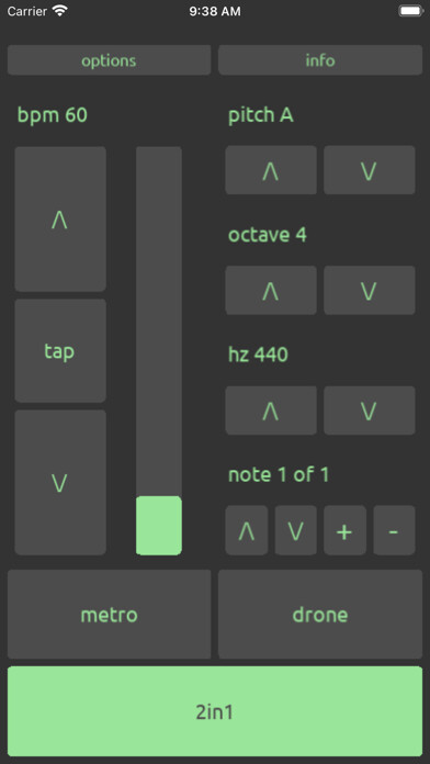 Emulate iPhone app 2in1 Drone Metronome using MyAndroid
