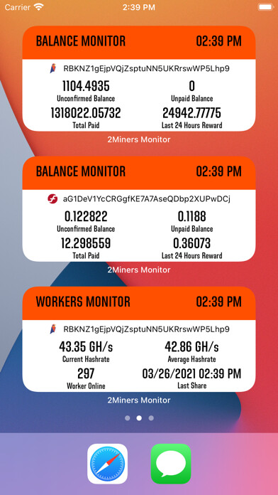 Emulate iPhone app 2Miners Monitor using MyAndroid
