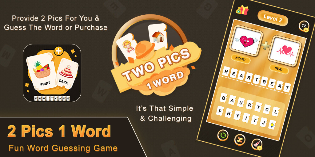 Run android online APK 2 Pics 1 Word Guessing Game - Fun Photo Quiz 2021 from MyAndroid or emulate 2 Pics 1 Word Guessing Game - Fun Photo Quiz 2021 using MyAndroid