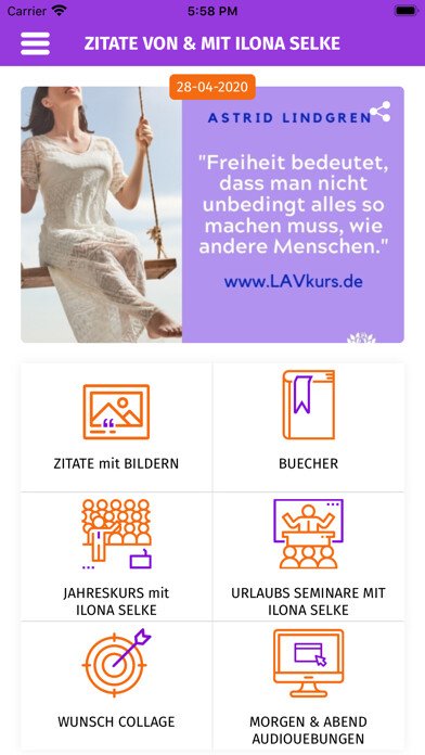 Emulate iPhone app 365 Zitate von Ilona Selke using MyAndroid
