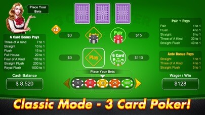 Emulate iPhone app 3 Card Poker - Casino Games using MyAndroid