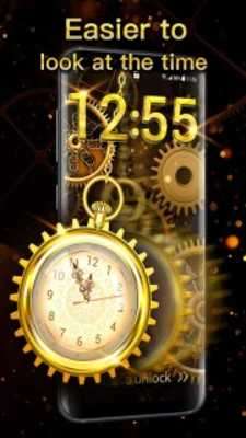 Emulate Android APK 3D Golden Analog Clock lock screen Emulate Android APK 3D Golden Analog Clock lock screen
