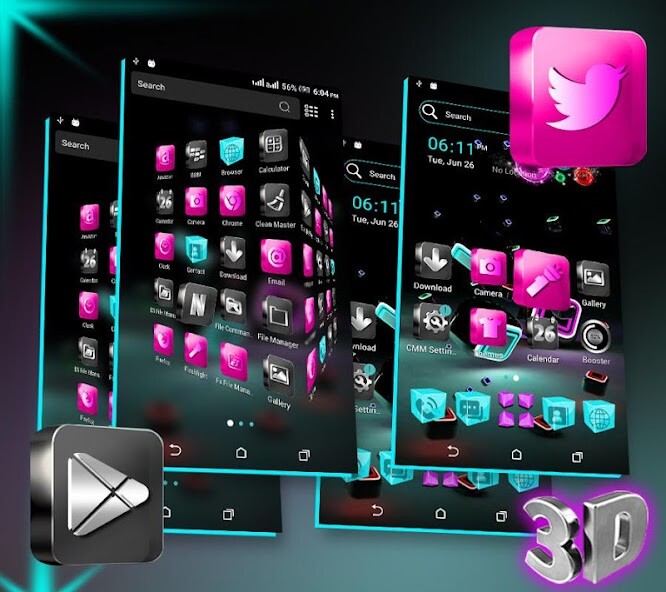 Run android online APK 3D Icon Launcher Theme from MyAndroid or emulate 3D Icon Launcher Theme using MyAndroid