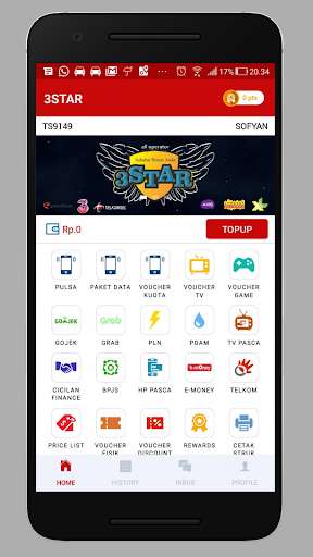 Run android online APK 3STAR Payment - Agen Pulsa & TOKEN PLN Termurah from MyAndroid or emulate 3STAR Payment - Agen Pulsa & TOKEN PLN Termurah using MyAndroid