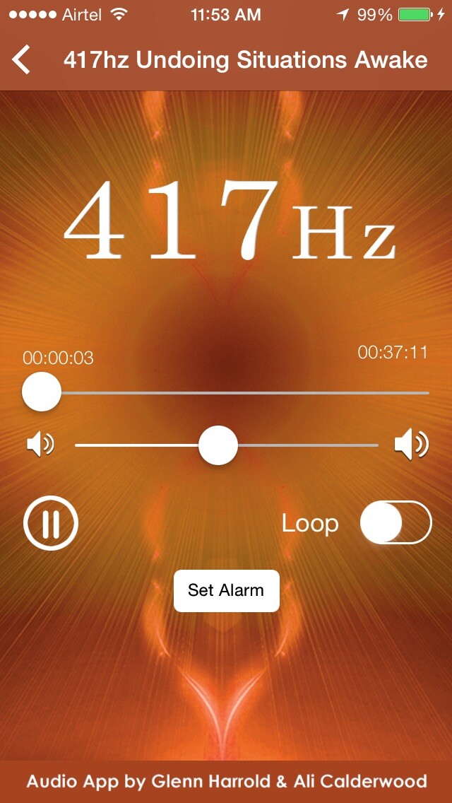 Emulate iPhone app 417hz Solfeggio Sonic Meditation by Glenn Harrold & Ali Calderwood using MyAndroid