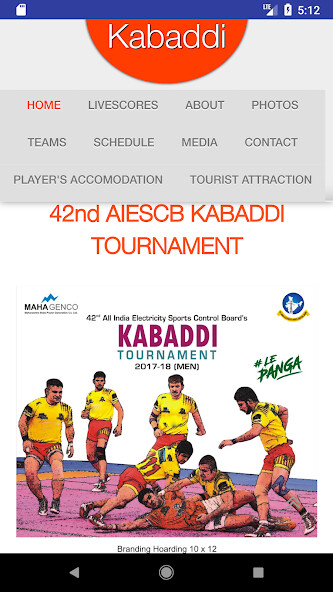 Run android online APK 42nd AIESCB KABADDI 2018 TOURNAMENT from MyAndroid or emulate 42nd AIESCB KABADDI 2018 TOURNAMENT using MyAndroid