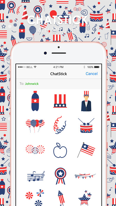 Emulate iPhone app 4th of July Stickers for iMessage By ChatStick using MyAndroid Emulate iPhone app 4th of July Stickers for iMessage By ChatStick using MyAndroid