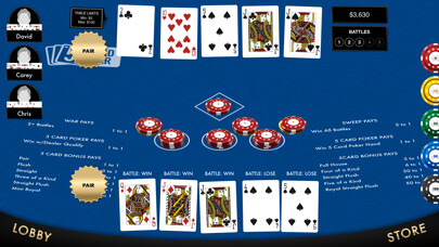 Emulate iPhone app 5 Card War Table Game using MyAndroid