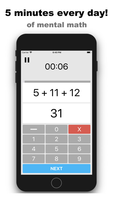 Emulate iPhone app 5 Mins Math using MyAndroid