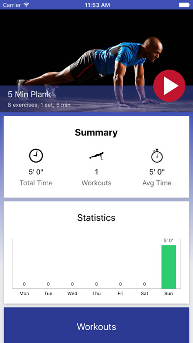Emulate iPhone app 5 Minute Plank Abs Challenge using MyAndroid
