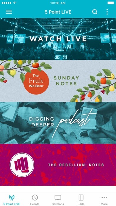 Emulate iPhone app 5 Point Church using MyAndroid