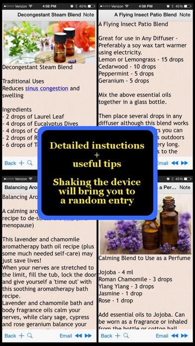 Emulate iPhone app 600 Essential Oil & Aromatherapy Recipes using MyAndroid