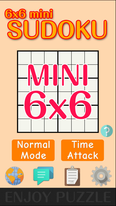 Emulate iPhone app 6x6 mini Sudoku Puzzle using MyAndroid