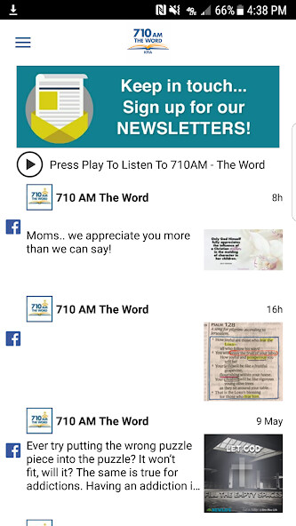 Emulate iPhone app 710AM 105.7FM The Word using MyAndroid