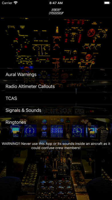 Emulate iPhone app 737 Voice - Aural Warnings using MyAndroid