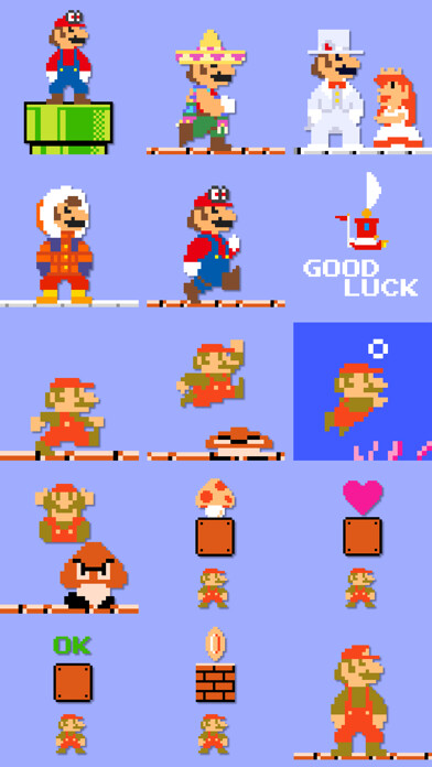 Emulate iPhone app 8-bit Super Mario Stickers using MyAndroid