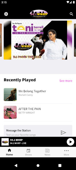 Emulate iPhone app 94.1 WHRP using MyAndroid