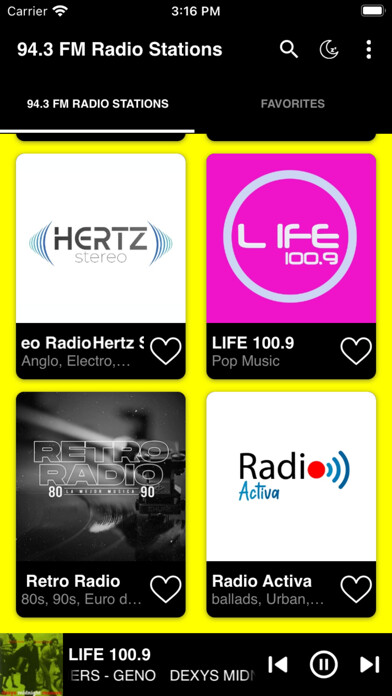 Emulate iPhone app 94.3 FM Radio Stations Online using MyAndroid
