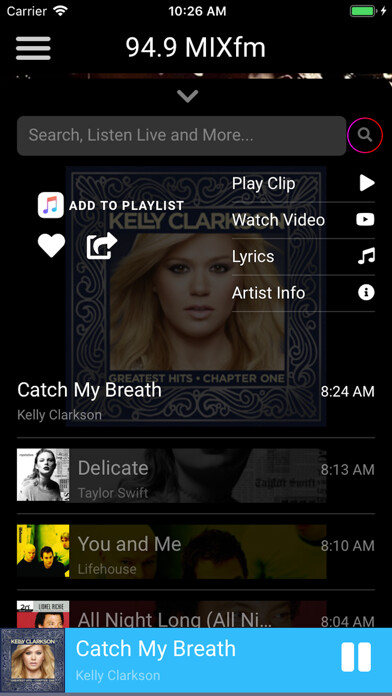 Emulate iPhone app 94.9 MIXfm using MyAndroid