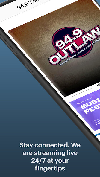 Emulate iPhone app 94.9 The Outlaw using MyAndroid